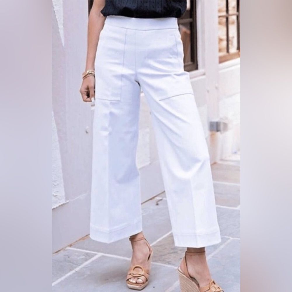NWT Spanx On the Go Cropped Wide Leg Pants – White